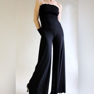 Angelrox Cloud‎ Black Swirlsuit Wide Leg Strapless Jumpsuit Women’s S M